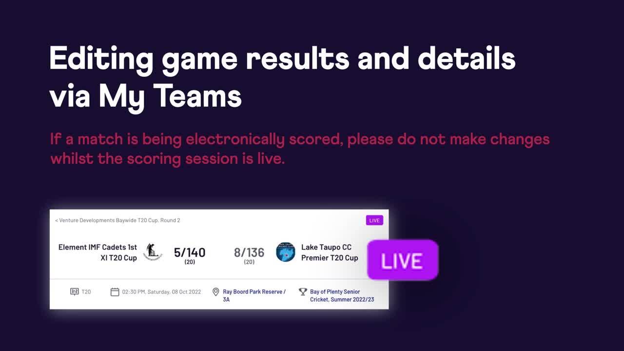 Selecting a game to score using electronic scoring – PlayHQ