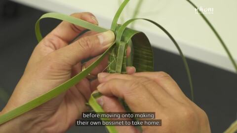 Video for Flaxmere mums get expert help to weave wahakura