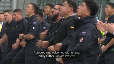 Video for Largest ever Navy ship welcomed with haka