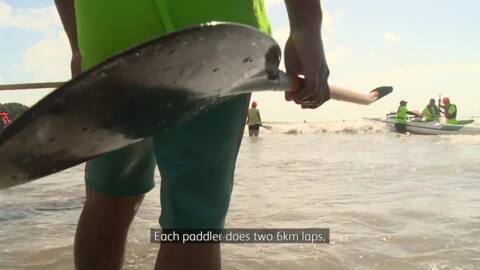 Video for &quot;Rest, and eat&quot; - Champion Waka Ama paddler&#039;s plan after winning Long Distance title