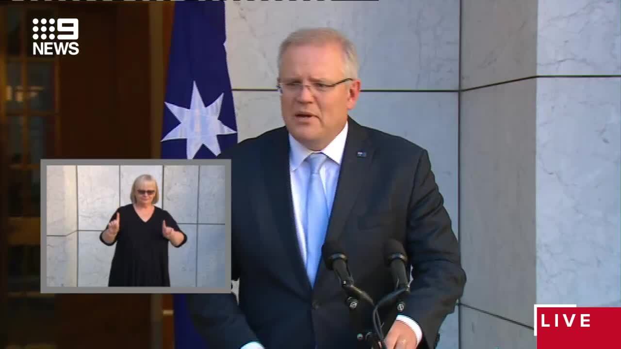 COVID-19-Prime Minister Scott Morrison and Treasurer Josh Frydenberg announce a travel ban will be placed on all non-residents and non-citizens coming to Australia on a travel ban