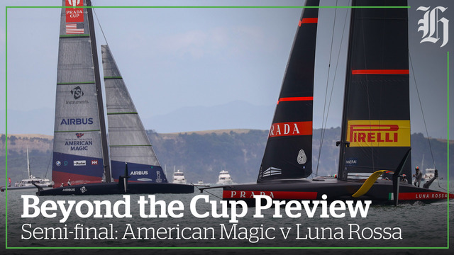 The Italian yacht Luna Rossa sails the fourth race of the Louis