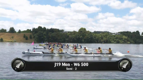 Video for 2019 Waka Ama Sprints - J19 men - W6 500 Semi 2/2