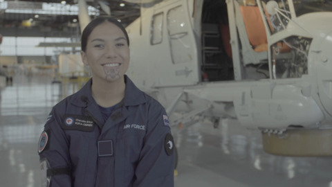 Video for Anzac Day exciting for first air force wahine with moko kauae