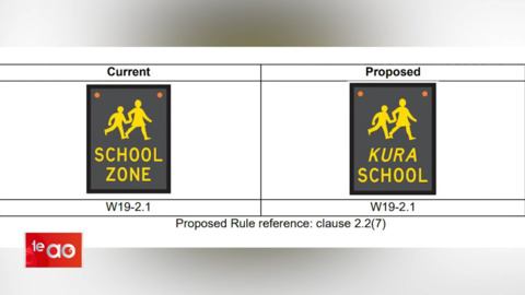 Video for ‘Kura/ School’ -  bilingual traffic road signs proposed for schools