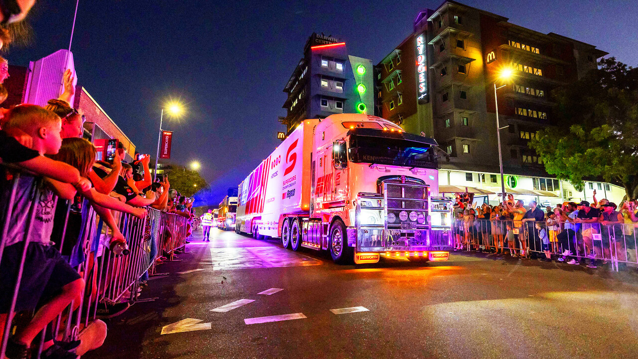 Supercars truck convoy lights up Darwin CBD Supercars