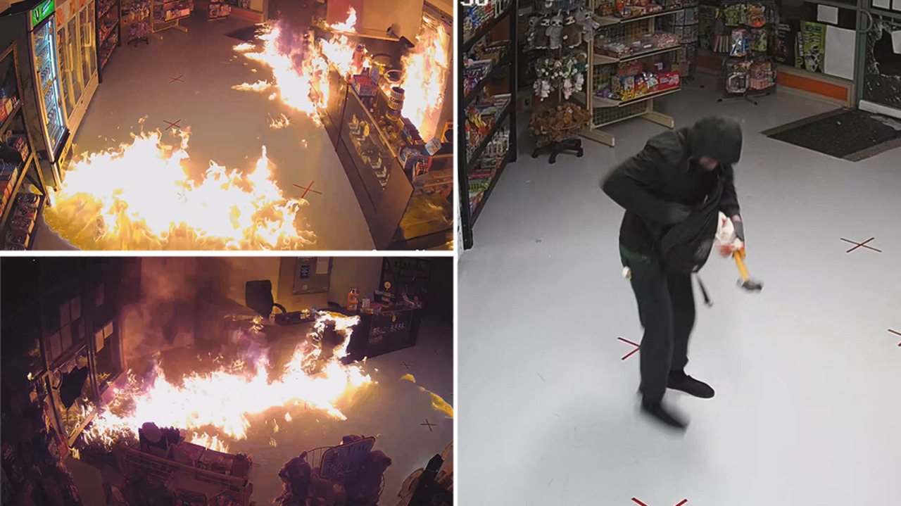 Police hunting arsonist who allegedly set tobacco store alight in Ballarat