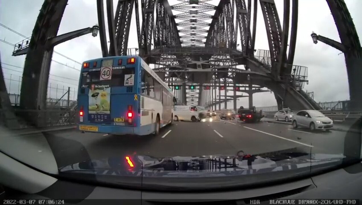 Harbour Bridge Fire Car Ablaze Following Collision