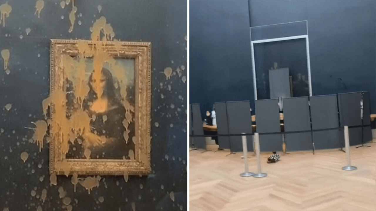 Mona Lisa painting targeted by protesters