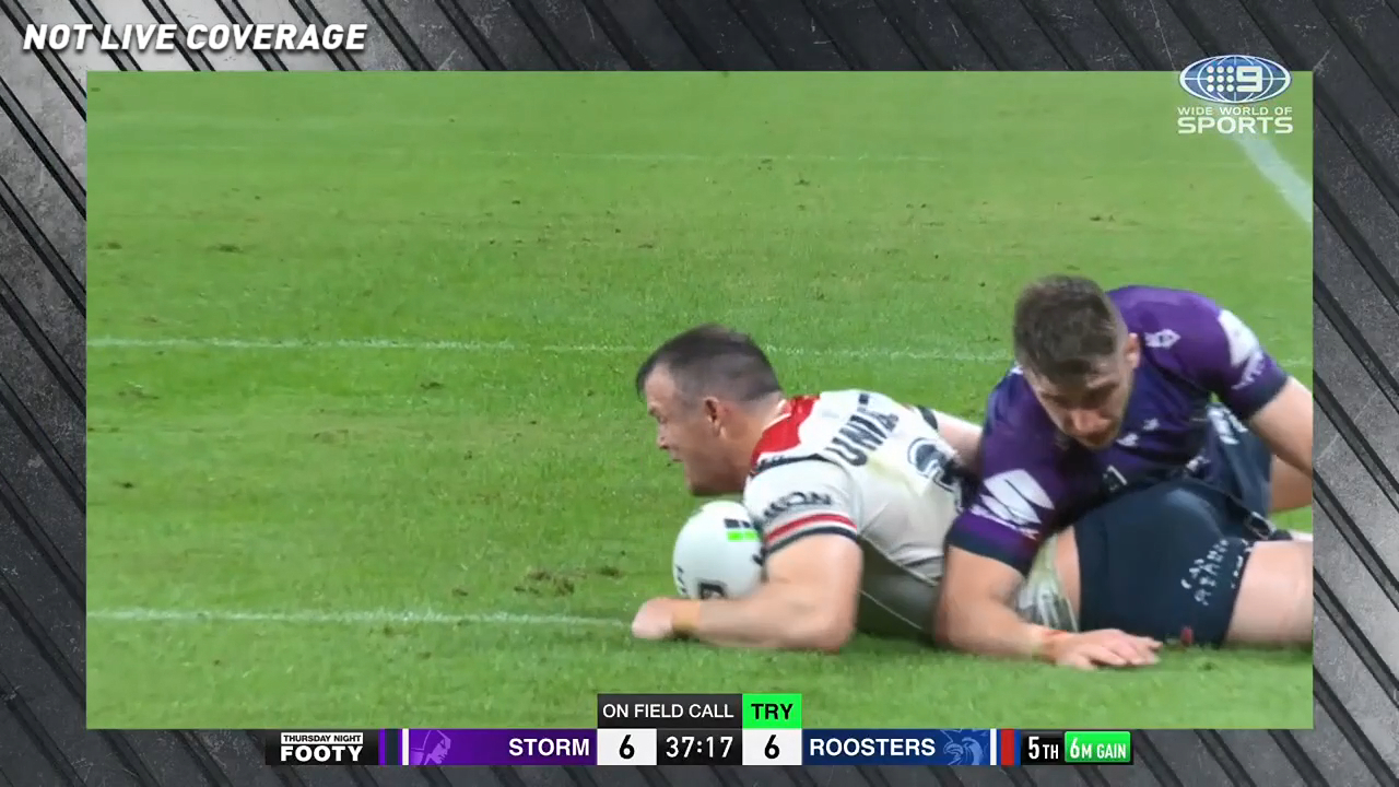 Josh Morris scores for the Roosters