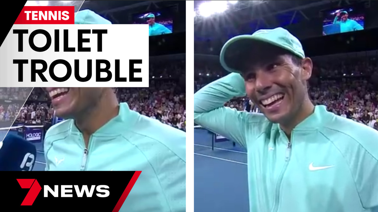 Rafael Nadal offers hilarious explanation for time violation during  Brisbane International victory over Jason Kubler | 7NEWS