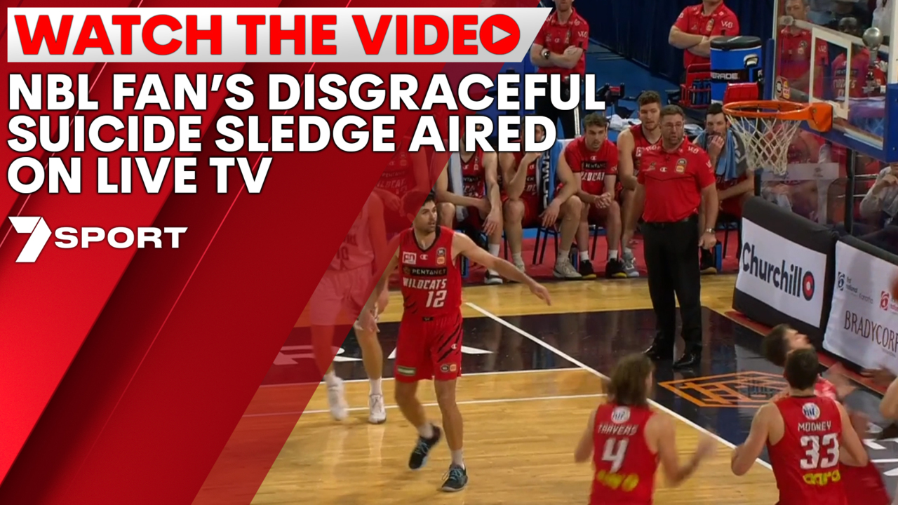 NBL fans suicide sledge caught on TV at Perth Wildcats v Illawarra Hawks game 7NEWS