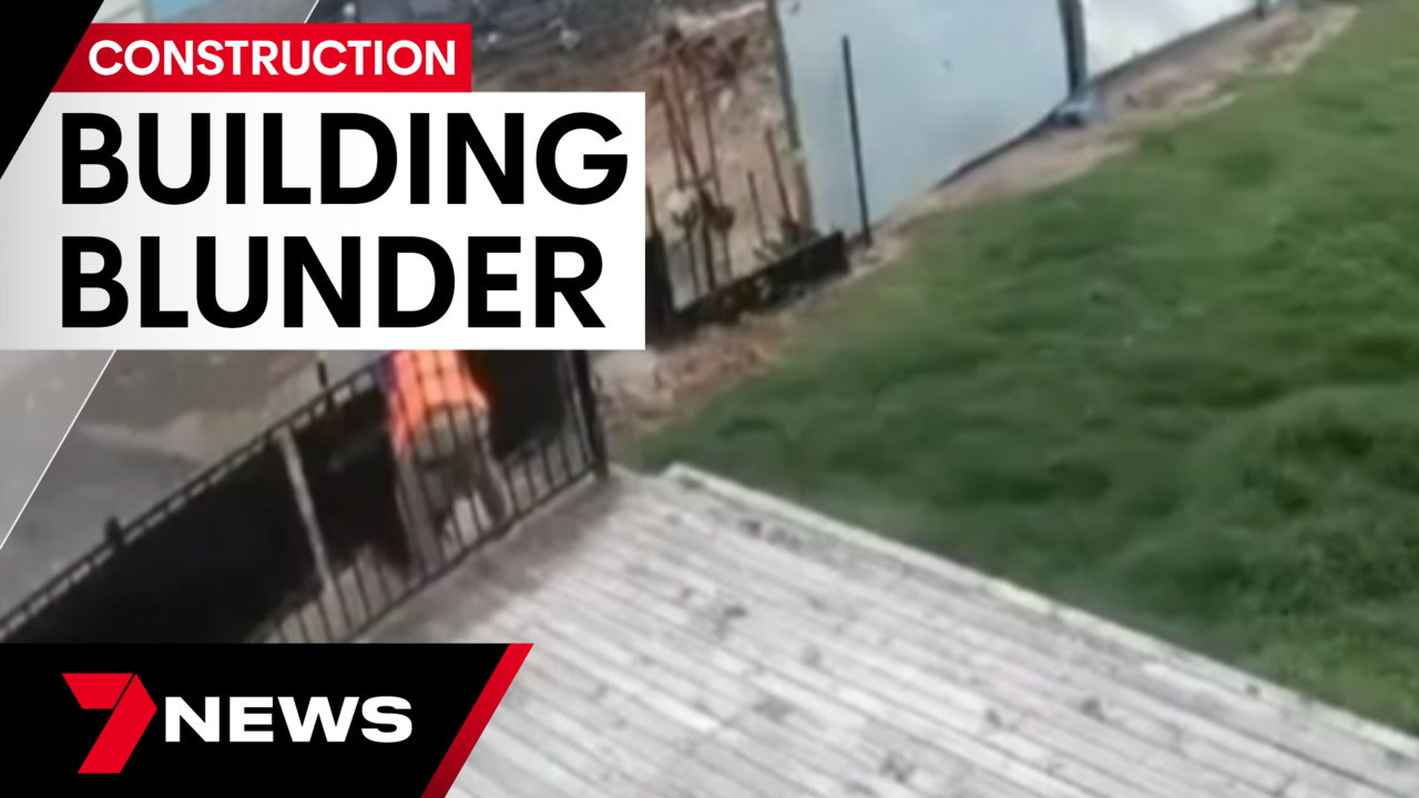 Building blunder sees wet concrete spewing into man's yard