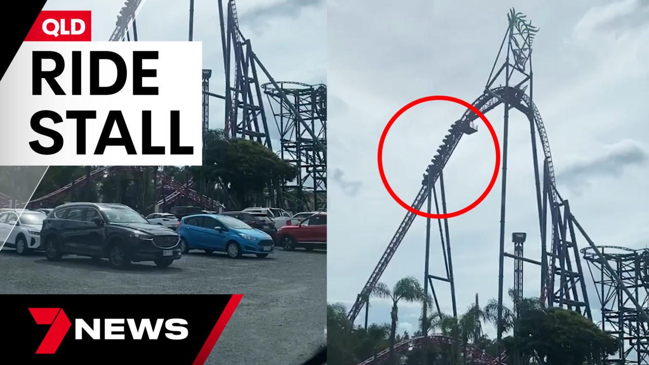 Rollercoaster ride gets stuck with people inside at Movie World