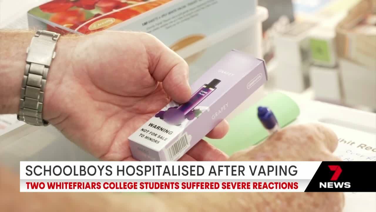 Two schoolboys rushed to hospital after suffering severe reactions to an illegal vaping product