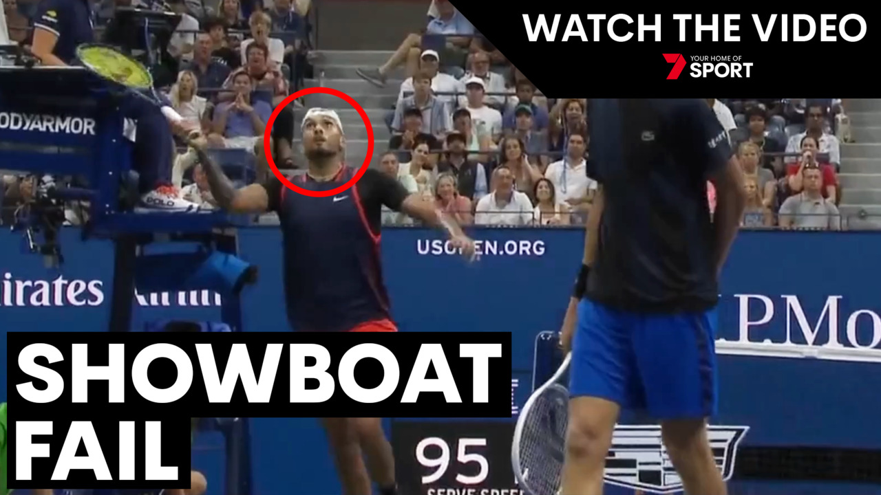 Watch Nick Kyrgios brain fade at US Open as bizarre point baffles tennis world No.1 Daniil Medvedev 7NEWS