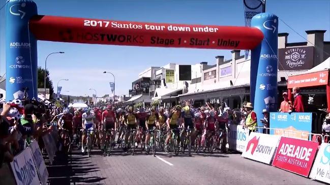 Cyclists arriving for Santos Women's Tour Down Under, starting this