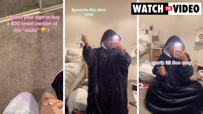 Oodie hack: Mum makes oversized hoodie from $12 Kmart blanket