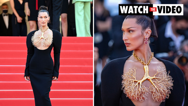 green emerald velvet dress Bella Hadid Vintage Black Taffeta Strapless High-Low Red Carpet Dress