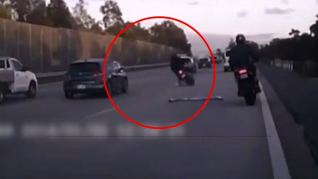 Dashcam footage captures shocking motorbike crash
