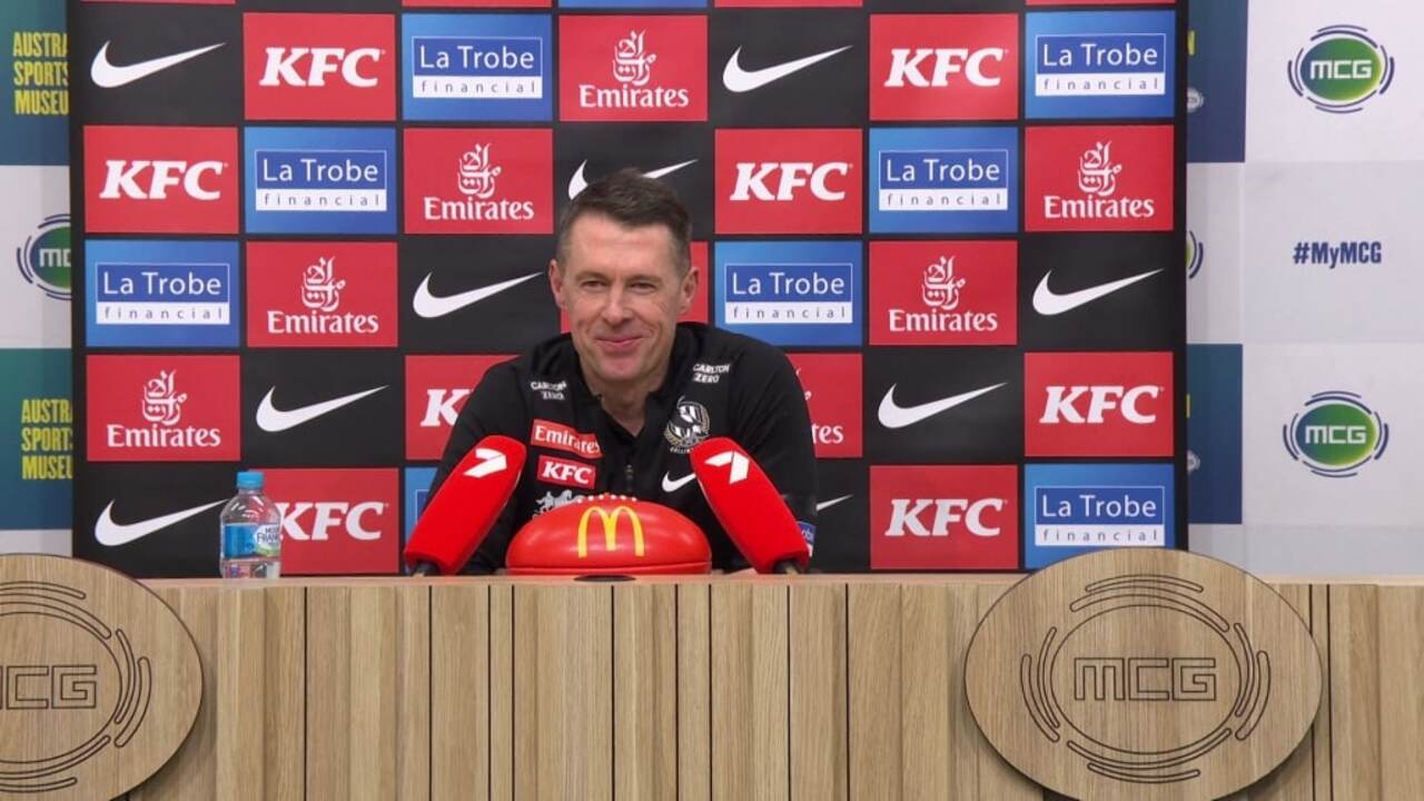 Craig McRae nails cheeky quip during grand final press conference