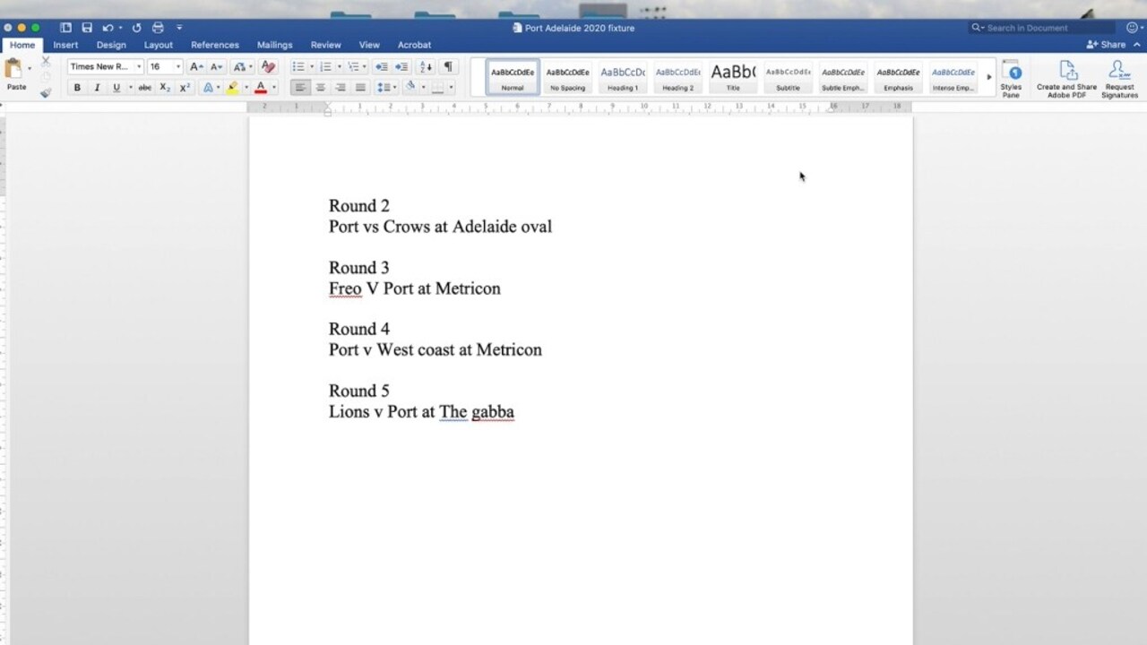 Port Adelaide Fixture V2 Ptv