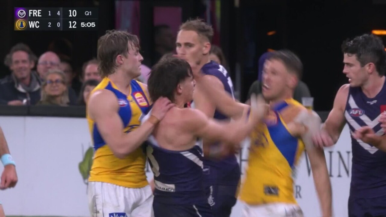 AFL 2022: Fremantle Dockers vs West Coast Eagles brawl, fight