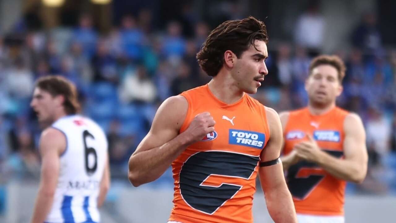 Sydney, Australia. 04th June, 2023. Toby Bedford of the GWS Giants gets  ready to kick the ball during the AFL Round 12 match between the GWS Giants  and the Richmond Tigers at