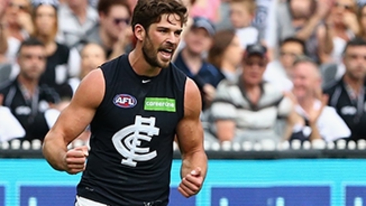 Levi Casboult of the Blues reacts after missing goal in the last quarter  during the Round 12 AFL match between the Carlton Blues and the GWS Giants  at Etihad Stadium in Melbourne, Sunday, June 11, 2017. (AAP Image/Julian  Smith Stock Photo - Alamy