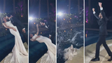Groom sends his bride plunging into the water