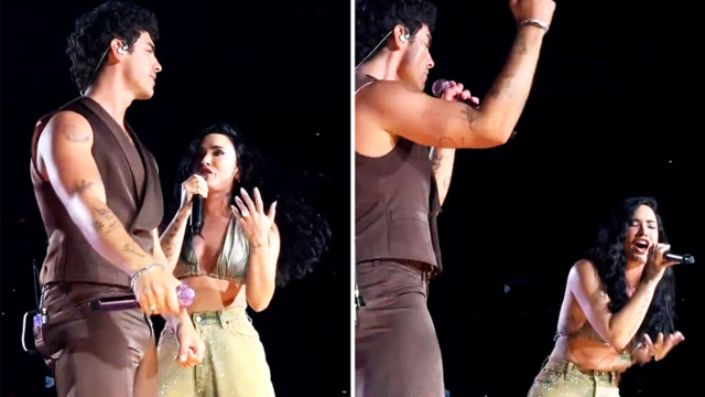 Demi Lovato performs with the Jonas Brothers at MetLife Stadium