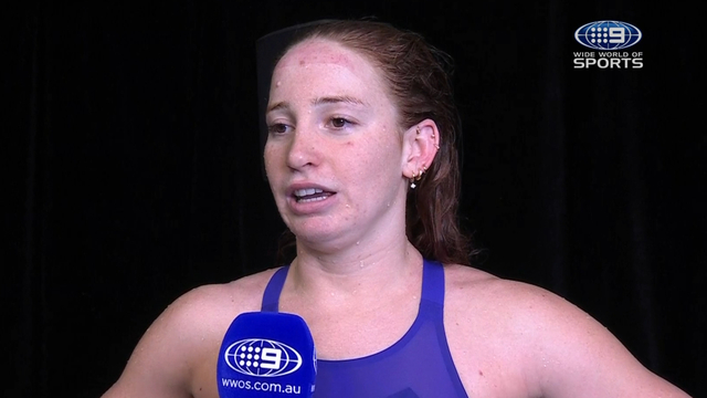 Australian swimming trials 2025: Mollie O'Callaghan first, Olivia Wunsch  second in women's 100m freestyle final; O'Callaghan interview on Nine