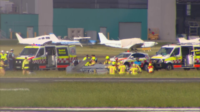 Pilot critical after being freed from wreckage of light plane crash at  Bankstown Airport