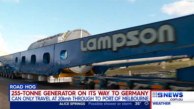 Loy Yang generator hauled by six trucks to Port of Melbourne