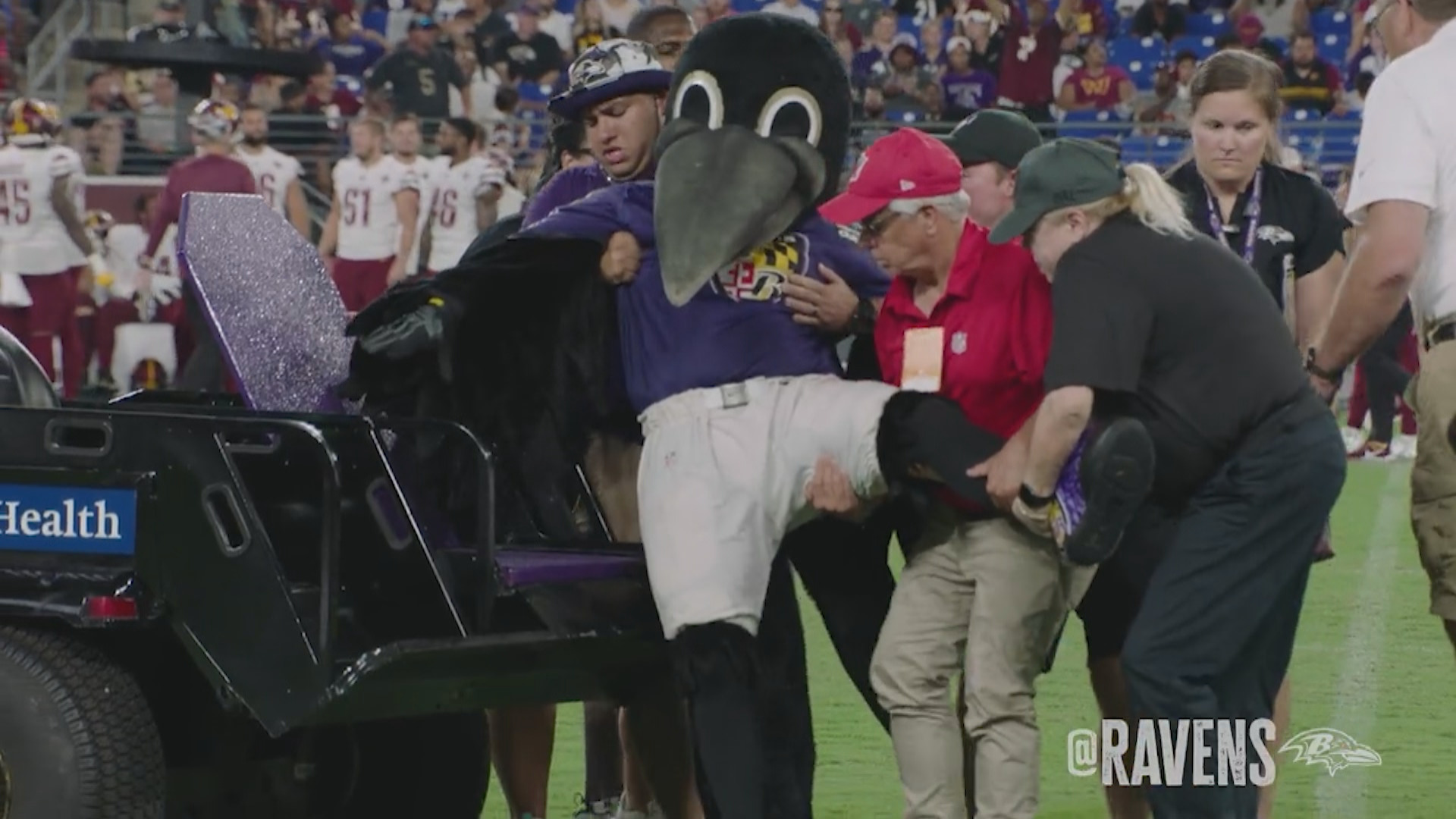 Baltimore Ravens lose mascot to season-ending 'drumstick' injury